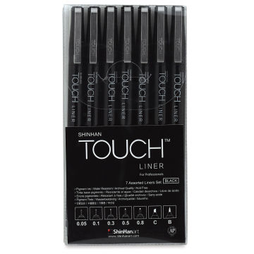 Shinhan Touch Liner Pens - Black, Set of 7
