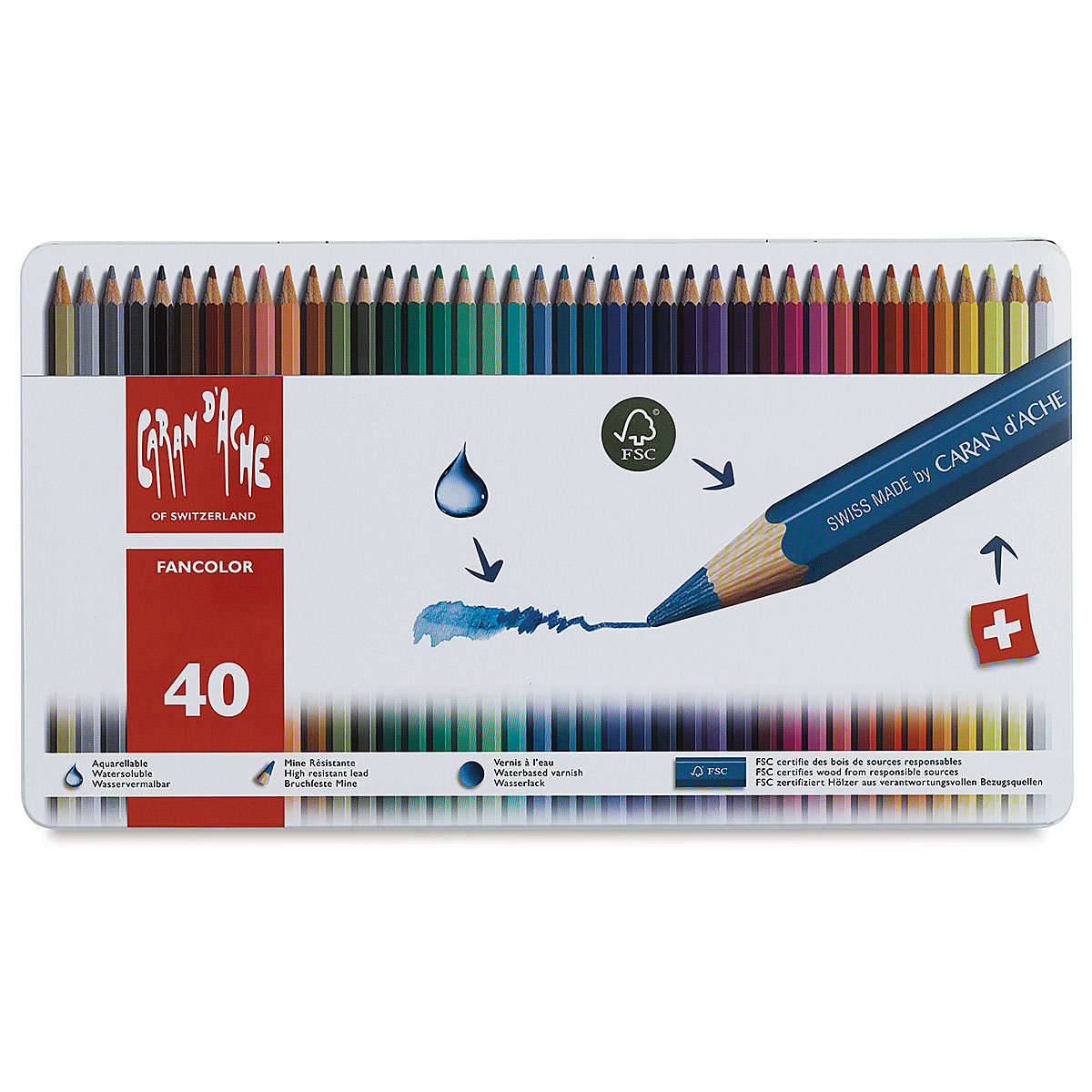 Caran d'Ache Fancolor Watercolor Pencil Set - Set of 40