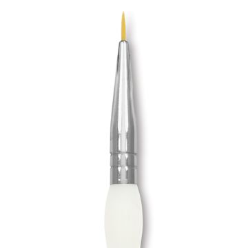 Open in modal - Royal & Langnickel Soft Grip Golden Taklon Brush - Short Liner, Short Handle, Size 20/0, close-up