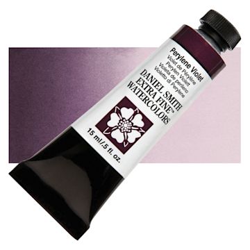 Open in modal - Daniel Smith Extra Fine Watercolor - Perylene Violet, 15 ml Tube and swatch