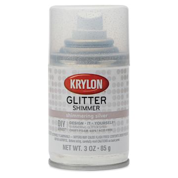 Open in modal - Krylon Glitter Spray Paint - Shimmering Silver, 3 oz Can, front of can