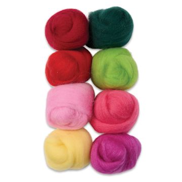 Open in modal - Wistyria Editions 100% Wool Roving - Zinnias, Pkg of 8