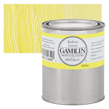 Open in modal - Gamblin Artist's Oil Color - Radiant Lemon, 16 oz Can and swatch