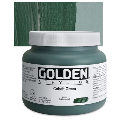 Golden Heavy Body Artist Acrylics - Cobalt Green, 32 oz Jar