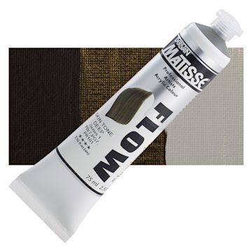 Open in modal - Matisse Flow Acrylic Paint - Skin Tone Deep, 75 ml tube and swatch