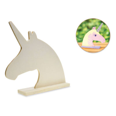 Craft Medley Standing Wood Animal - Unicorn, 6-1/2" W x 7" H (Shown with sample finished artwork)