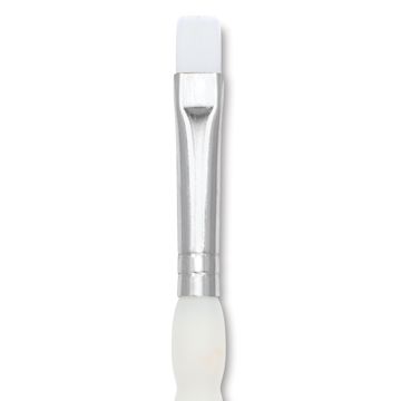 Open in modal - Royal & Langnickel Soft Grip White Taklon Brush - Bright, Short Handle, Size 4, close-up