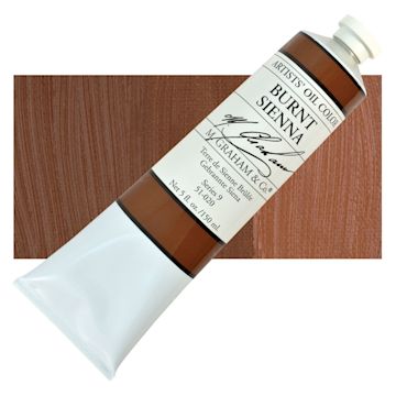 Open in modal - M. Graham Artists' Oil Color - Burnt Sienna, 150 ml tube and swatch