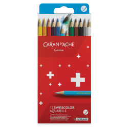 Caran d'Ache Swisscolor Water-Soluble Colored Pencils - Set of 12 (front of box)