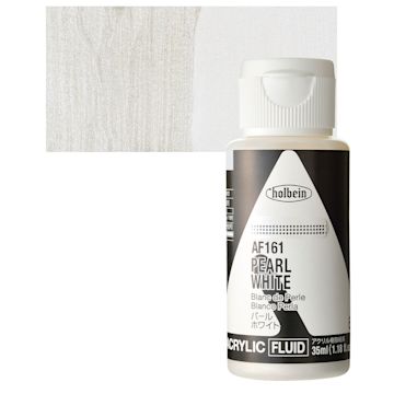 Open in modal - Holbein Fluid Acrylic Paint - Pearl White, 35 ml Bottle and swatch