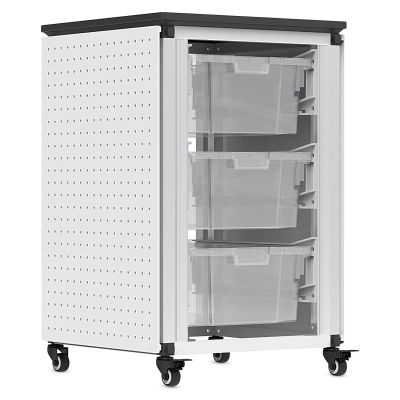 Modular Storage Cabinet, pegboard side of the single module with 3 large binds. 