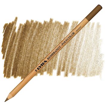 Open in modal - Lyra Rembrandt Polycolor Premium Oil-Based Colored Pencil - Raw Umber pencil and swatch