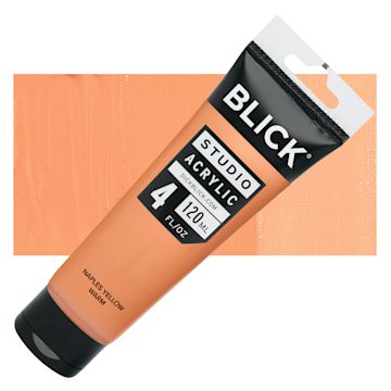 Open in modal - Blick Studio Acrylics - Naples Yellow Warm, 4 oz tube and swatch