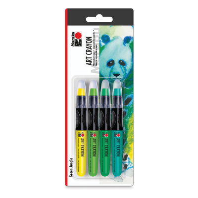 Marabu Art Crayon Sets - 4 pc set of Jungle Green colors shown in package
