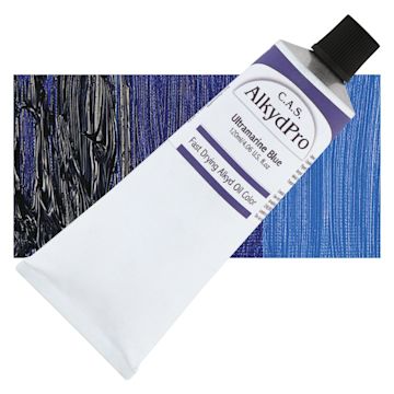 Open in modal - CAS AlkydPro Fast-Drying Alkyd Oil Color - Ultramarine Blue, 120 ml tube and swatch