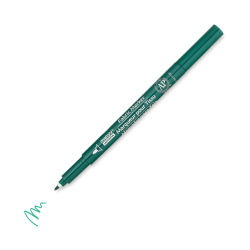 Marvy Uchida Fine Point Fabric Marker - Green (Marker with swatch, Cap off)