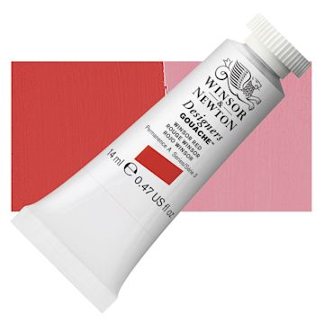 Open in modal - Winsor & Newton Designers Gouache - Winsor Red, 14 ml tube and swatch