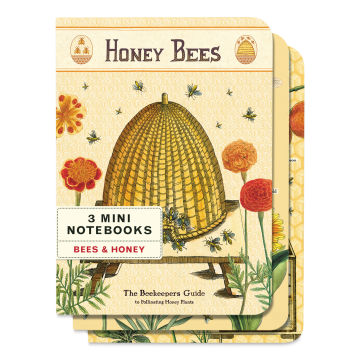 Cavallini Bees and Honey Mini Notebooks (Three notebooks stacked)
