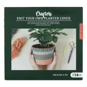 Kikkerland Crafters Knit Your Own Planter Cover Kit (Front of package)