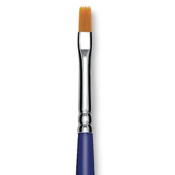 Open in modal - Blick Scholastic Golden Taklon Brush - Bright, Long Handle, Size 4 close up