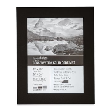 Open in modal - Crescent Select Conservation Solids Pre-Cut Mat - Deep Black, 8 ply, 16" x 20"