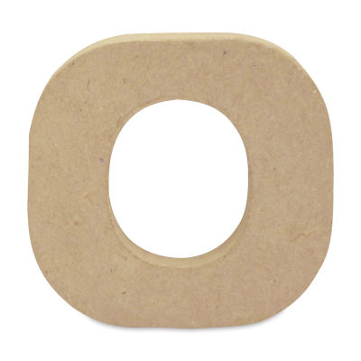 DecoPatch Paper Mache Small Kraft Letter - O, Lowercase, 3-1/2" W x 3-2/5" H x 1/2" D