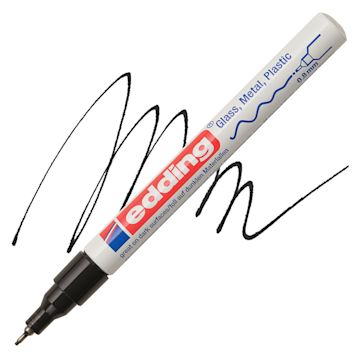 Open in modal - Edding Gloss Paint Marker - Black, Round Nib, 0.8 mm, swatch and marker
