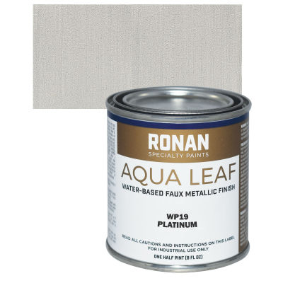 Ronan Aqua Leaf Water-Based Faux Metallic Color - Platinum, 1/2 Pint and swatch