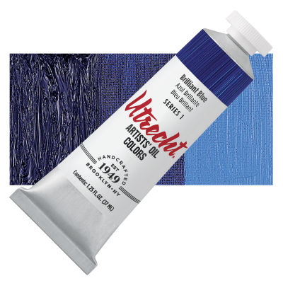 Utrecht Artists' Oil Paint - Brilliant Blue, 37 ml, Tube with Swatch