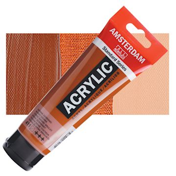 Open in modal - Amsterdam Standard Series Acrylic Paint - Burnt Sienna, 120 ml Tube and swatch