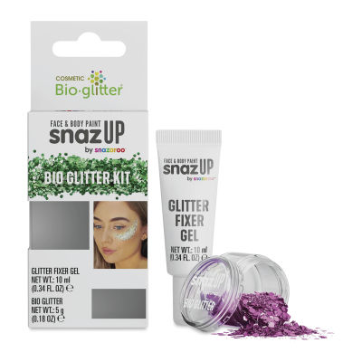 Snazaroo Bio Glitter Kit - Fuchsia (Glitter and Fixer Gel next to kit)