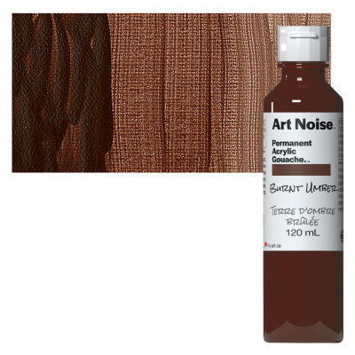 Tri-Art Art Noise Permanent Acrylic Gouache - Burnt Umber, 120 ml, Bottle with swatch