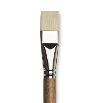 Winsor & Newton Artists' Oil Synthetic Hog Brush - Bright, Size 12, Long Handle (close-up)