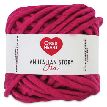 An Italian Story Ora Yarn - Front of ball of Lampone or Raspberry color Yarn