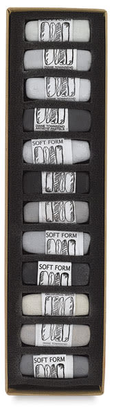 Gray, Set of 12  Pastels in Tray