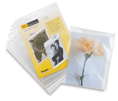 Lineco Photo Art Bags  - Package of 10 shown with label and one filled
