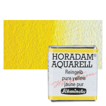 Schmincke Horadam Aquarell Artist Watercolor - Pure Yellow, Half Pan with Swatch