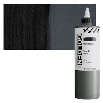 Open in modal - Golden High Flow Acrylic Paint - Mars Black, 16 oz bottle and swatch