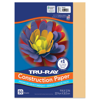Pacon Tru-Ray Construction Paper - 9" x 12", Almond, 50 Sheets (front of packaging)