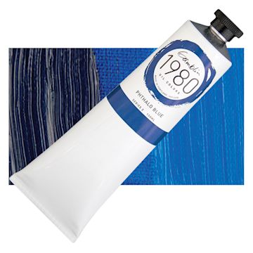 Open in modal - Gamblin 1980 Oil Paint - Phthalo Blue, 150 ml tube and swatch