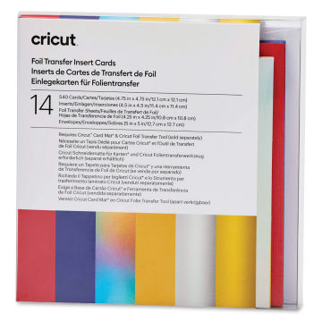 Cricut Foil Transfer Insert Cards - Celebration, Pkg of 14, front of the packaging. 