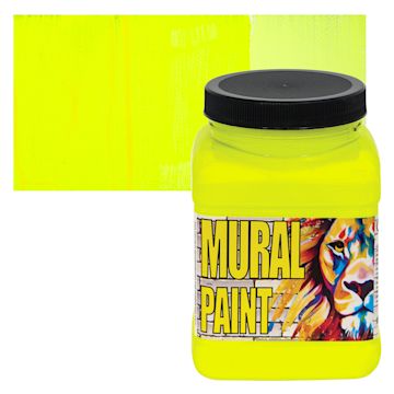 Open in modal - Chroma Acrylic Mural Paint - Techno Yellow, 16 oz Jar and swatch