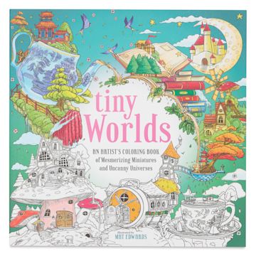 Open in modal - Tiny Worlds Coloring Book - 8-3/4" x 8-3/4", 128 Pages, front cover