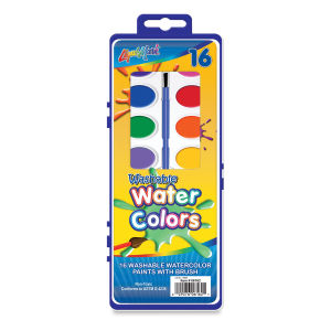 Liqui-Mark Washable Watercolor Sets - Set of 16 With Brush, Assorted Colors, Oval