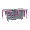 CEF Ed8 Work Table with Stools - Purple, Northsea Grey, 36"H