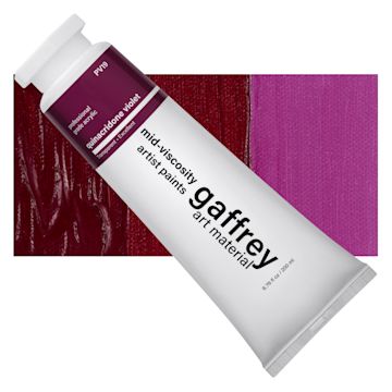 Open in modal - Gaffrey Art Material Standard Body Acrylic Paint - Quinacridone Violet, 200 ml tube and swatch