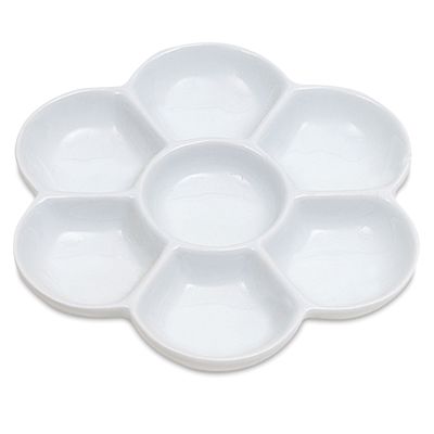Yasutomo Porcelain Tavolozza Floreale Per Acquarello – Diametro 13 Cm, Bianco, 5 Scomparti