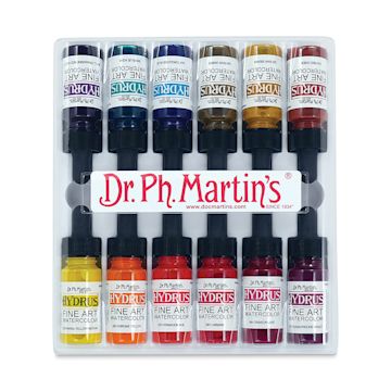 Open in modal - Dr. Ph. Martin's Hydrus Fine Art Liquid Watercolors - Set 3, 12 Assorted colors, 0.5 oz Bottles