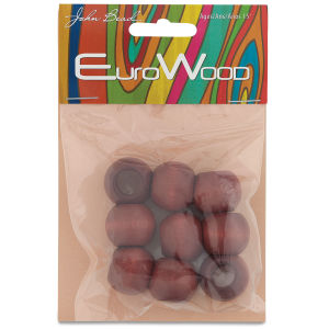 John Bead Euro Wood Beads - Mahogany, Round Large Hole, 20 mm x 16 mm, Pkg of 9