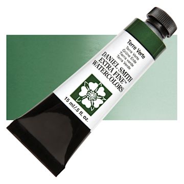 Open in modal - Daniel Smith Extra Fine Watercolor - Terre Verte, 15 ml Tube and swatch